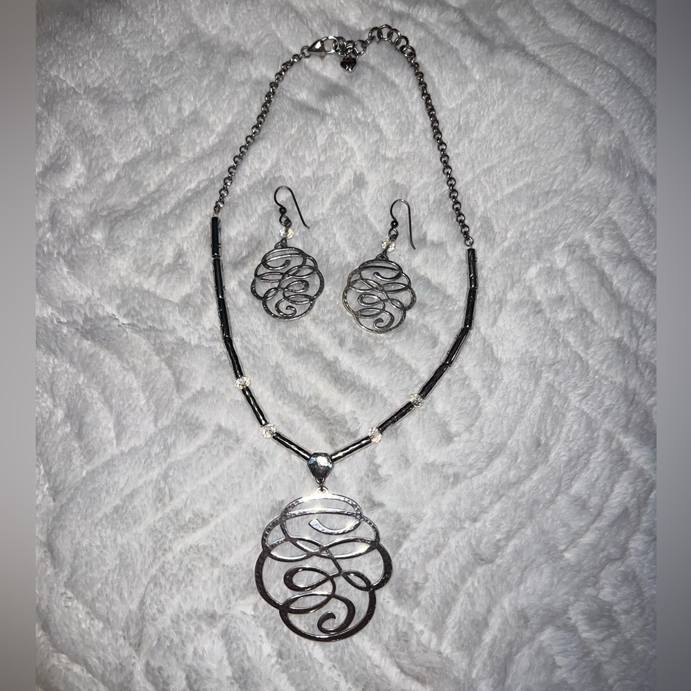 ✨✨Brighton Skribbel Necklace and Earrings with crystals.  Very beautiful set!